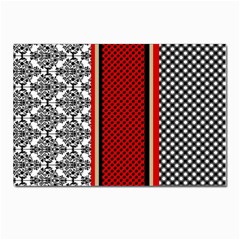 Background Damask Red Black Postcard 4 x 6  (pkg Of 10) by Ndabl3x