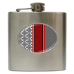 Background Damask Red Black Hip Flask (6 Oz) by Ndabl3x