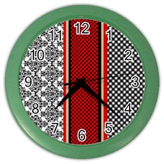 Background Damask Red Black Color Wall Clock by Ndabl3x