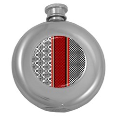 Background Damask Red Black Round Hip Flask (5 Oz) by Ndabl3x