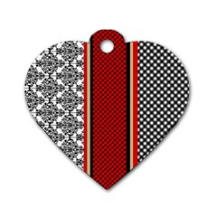 Background Damask Red Black Dog Tag Heart (one Side) by Ndabl3x