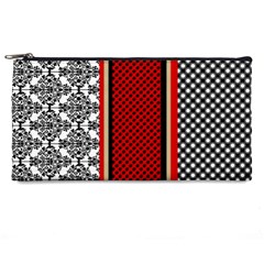 Background Damask Red Black Pencil Case by Ndabl3x