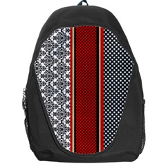 Background Damask Red Black Backpack Bag by Ndabl3x