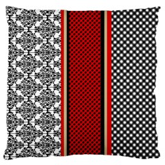 Background Damask Red Black Large Premium Plush Fleece Cushion Case (two Sides) by Ndabl3x