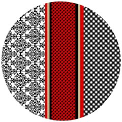 Background Damask Red Black Wooden Puzzle Round by Ndabl3x