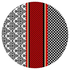 Background Damask Red Black Round Trivet