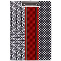 Background Damask Red Black A4 Acrylic Clipboard by Ndabl3x