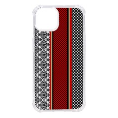 Background Damask Red Black Iphone 14 Tpu Uv Print Case by Ndabl3x