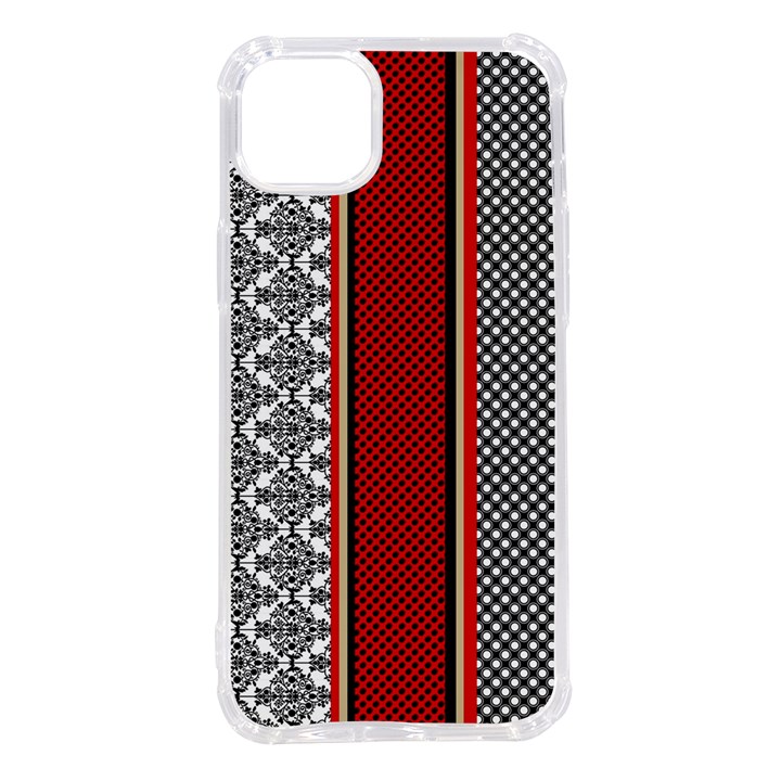 Background Damask Red Black iPhone 14 Plus TPU UV Print Case