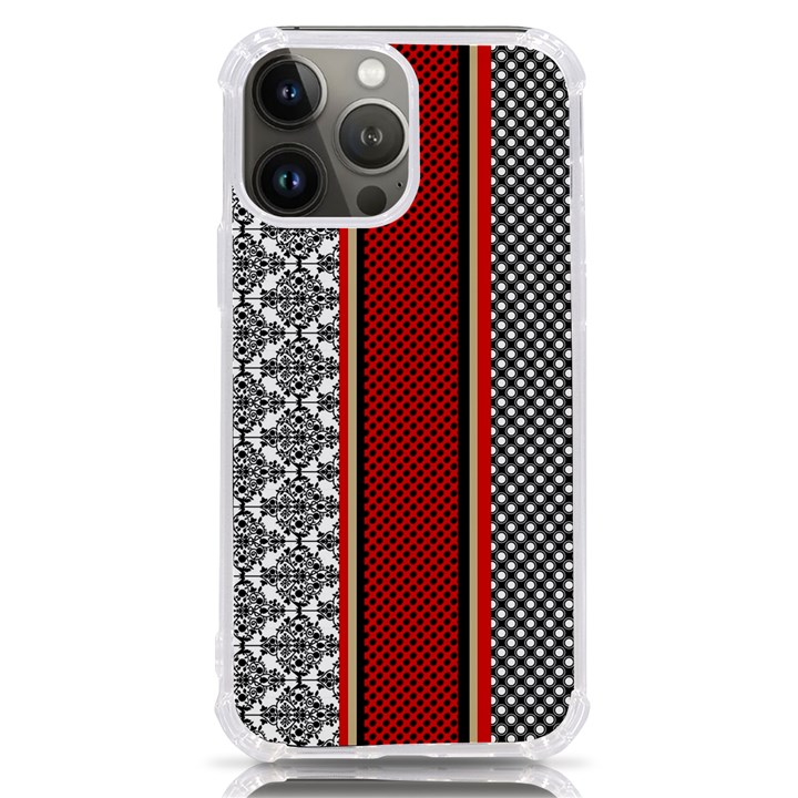 Background Damask Red Black iPhone 13 Pro Max TPU UV Print Case