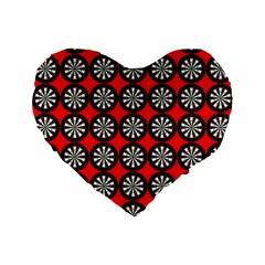 Dart Board Target Game Standard 16  Premium Flano Heart Shape Cushions by Ndabl3x