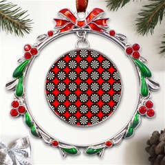 Dart Board Target Game Metal X mas Wreath Ribbon Ornament by Ndabl3x