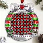 Dart Board Target Game Metal X Mas Ribbon With Red Crystal Round Ornament Front