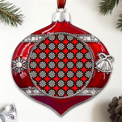 Dart Board Target Game Metal Snowflake And Bell Red Ornament by Ndabl3x