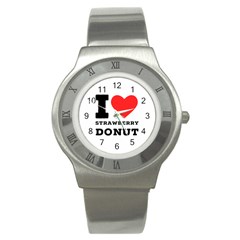 I Love Strawberry Donut Stainless Steel Watch by ilovewhateva