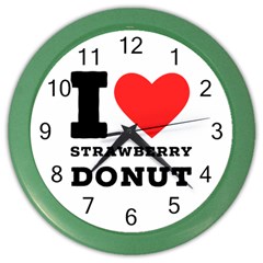 I Love Strawberry Donut Color Wall Clock by ilovewhateva