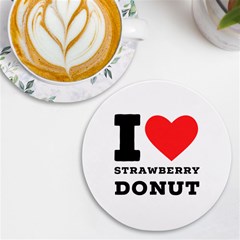 I Love Strawberry Donut Uv Print Round Tile Coaster by ilovewhateva