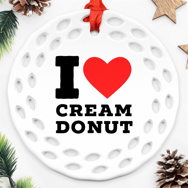 I love cream donut  Round Filigree Ornament (Two Sides)