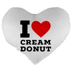 I love cream donut  Large 19  Premium Heart Shape Cushions Back