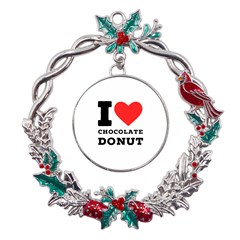 I Love Chocolate Donut Metal X mas Wreath Holly Leaf Ornament