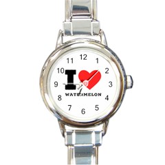 I Love Watermelon  Round Italian Charm Watch by ilovewhateva