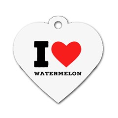 I Love Watermelon  Dog Tag Heart (two Sides) by ilovewhateva