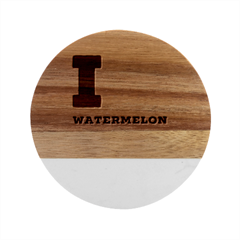 I Love Watermelon  Marble Wood Coaster (round) by ilovewhateva