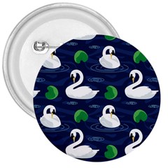 Swan Pattern Elegant Design 3  Buttons by Vaneshart