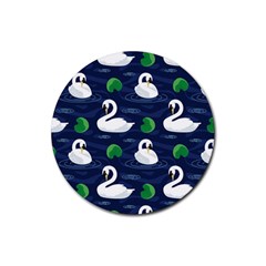 Swan Pattern Elegant Design Rubber Round Coaster (4 Pack) by Vaneshart