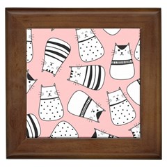 Cute Cats Cartoon Seamless-pattern Framed Tile