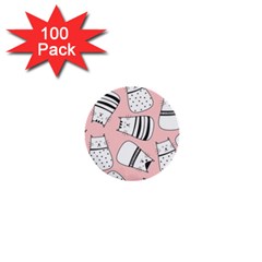 Cute Cats Cartoon Seamless-pattern 1  Mini Buttons (100 Pack)  by Vaneshart