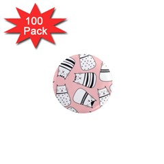 Cute Cats Cartoon Seamless-pattern 1  Mini Magnets (100 Pack)  by Vaneshart