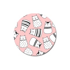 Cute Cats Cartoon Seamless-pattern Magnet 3  (round) by Vaneshart