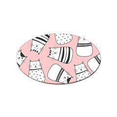 Cute Cats Cartoon Seamless-pattern Sticker Oval (100 Pack) by Vaneshart