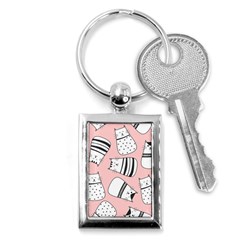 Cute Cats Cartoon Seamless-pattern Key Chain (rectangle) by Vaneshart