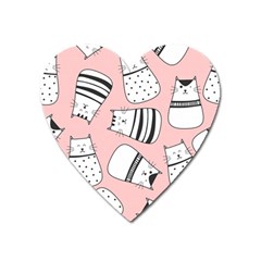 Cute Cats Cartoon Seamless-pattern Heart Magnet by Vaneshart