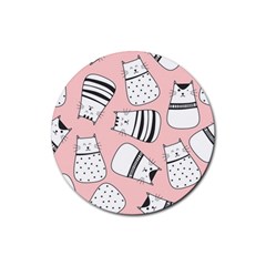 Cute Cats Cartoon Seamless-pattern Rubber Coaster (round) by Vaneshart