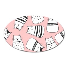 Cute Cats Cartoon Seamless-pattern Oval Magnet by Vaneshart