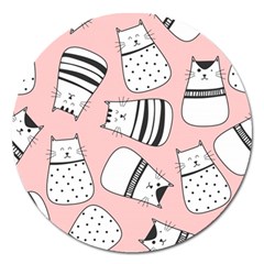 Cute Cats Cartoon Seamless-pattern Magnet 5  (round) by Vaneshart