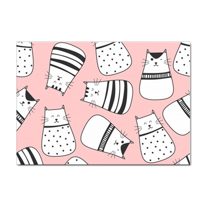 Cute Cats Cartoon Seamless-pattern Sticker A4 (10 pack)