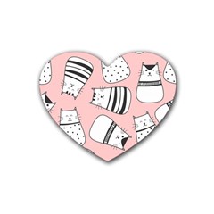 Cute Cats Cartoon Seamless-pattern Rubber Coaster (heart) by Vaneshart