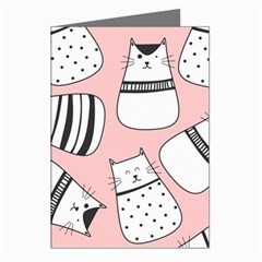 Cute Cats Cartoon Seamless-pattern Greeting Cards (pkg Of 8)