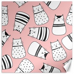 Cute Cats Cartoon Seamless-pattern Canvas 16  X 16  by Vaneshart