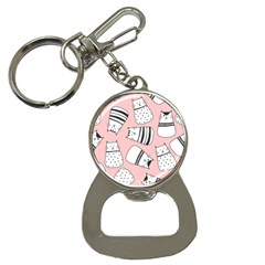 Cute Cats Cartoon Seamless-pattern Bottle Opener Key Chain by Vaneshart