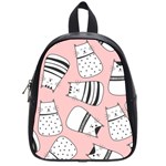 Cute Cats Cartoon Seamless-pattern School Bag (Small) Front