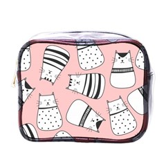 Cute Cats Cartoon Seamless-pattern Mini Toiletries Bag (one Side)