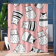 Cute Cats Cartoon Seamless-pattern Shower Curtain 60  X 72  (medium)  by Vaneshart