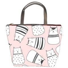 Cute Cats Cartoon Seamless-pattern Bucket Bag by Vaneshart