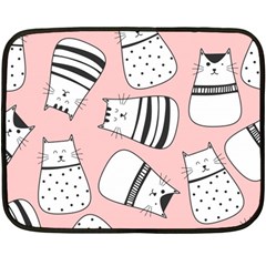 Cute Cats Cartoon Seamless-pattern Two Sides Fleece Blanket (mini) by Vaneshart