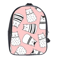 Cute Cats Cartoon Seamless-pattern School Bag (large) by Vaneshart